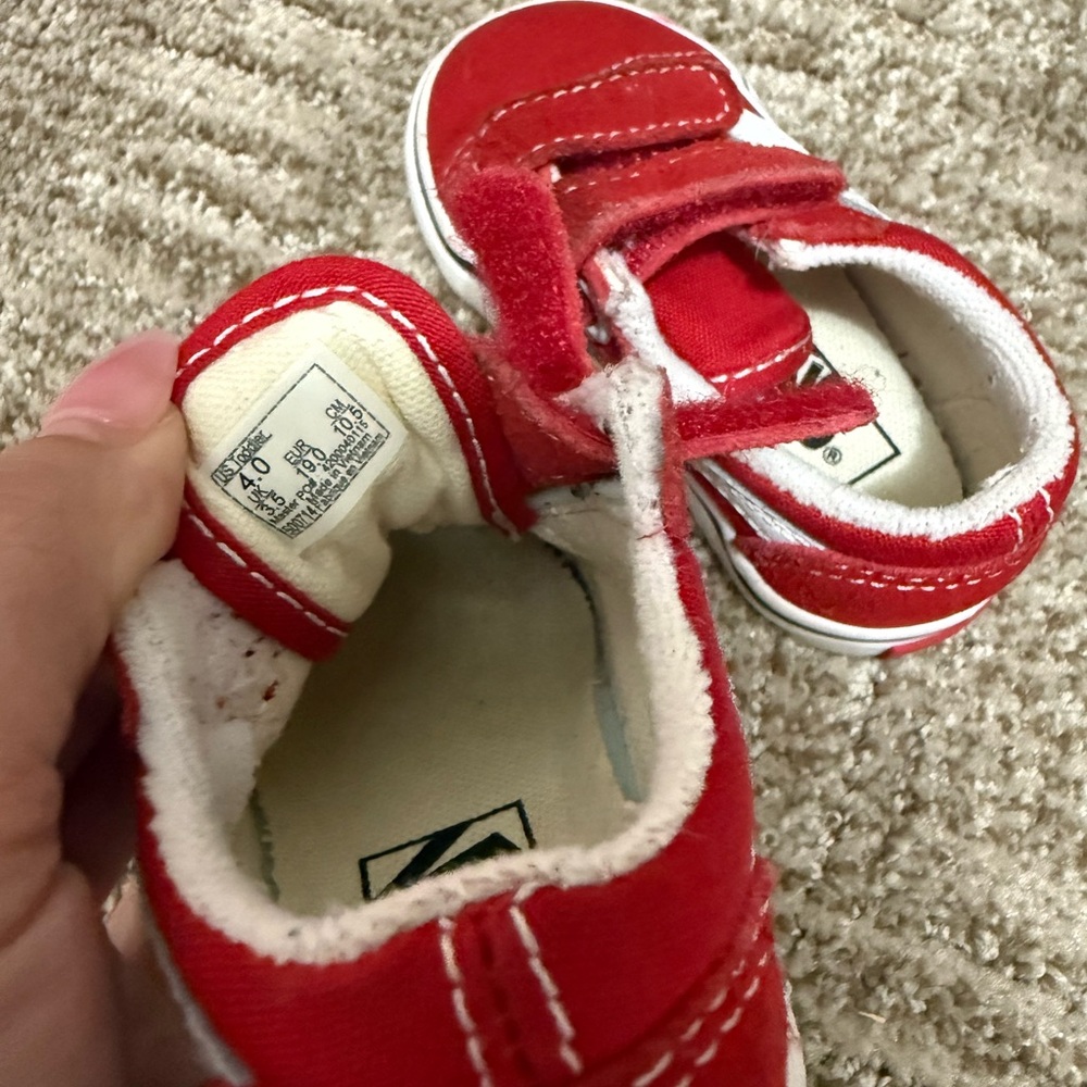 Vans Red Canvas Sneakers with White Fleece Lining